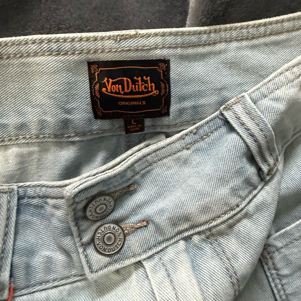 Von Dutch Embroidered Light Blue Mini Skirt - Picture 3 of 3